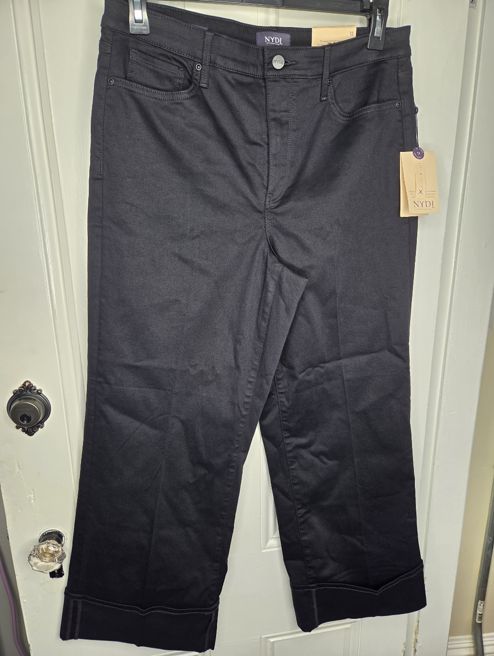 NYDJ Black Straight Crop Chino Pants